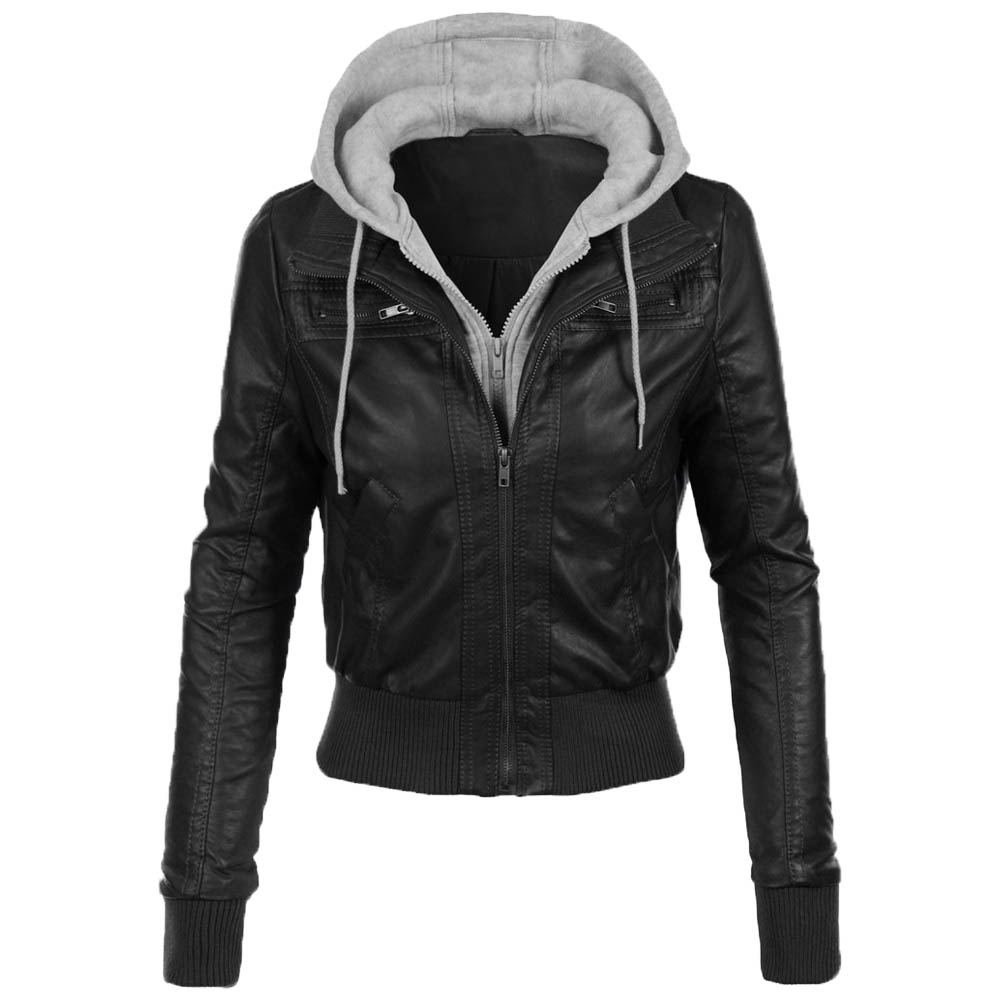 Womens Leather Jacket With Hood | Premium303 : Website Game Online ...